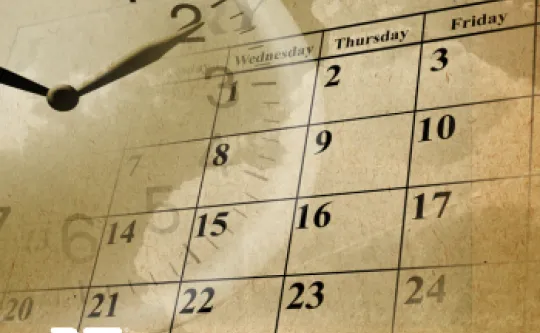 Graphic image of a clock and calendar