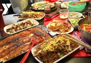 image of potluck food from different cultures